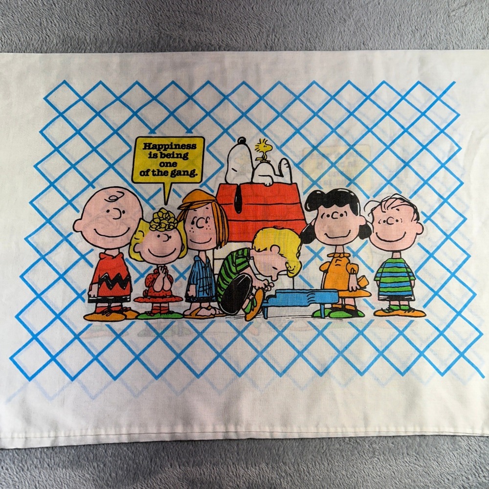 70s Charlie Brown Peanuts Snoopy Schulz One Of The Gang Twin Bedding Set Vintage - Picture 2 of 7